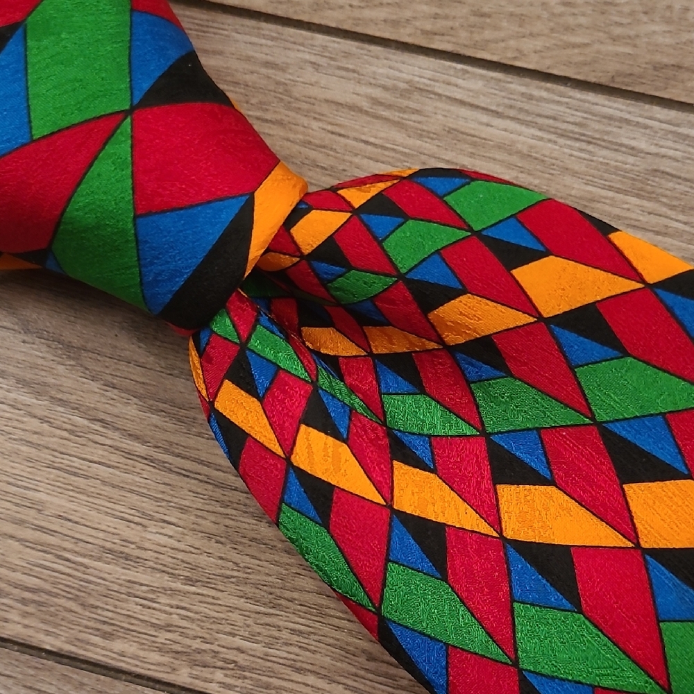 RUSH LIMBAUGH No Boundaries Multicolor‎ Shape Abstract USA Silk Tie 90s VTG